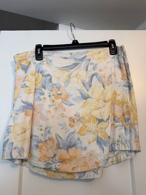 Abercrombie Floral Linen-Blend Mini Skirt - Yellow & Blue